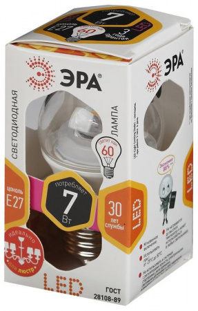 7W Led Эра P45 827 E27 Clear Лампа - КОЛОРЛОН ВТД Новосибирск