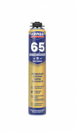 Пена монтажная KRASS Professional V65 пистолетная всесезонная 0,82л РБ - КОЛОРЛОН ВТД Новосибирск