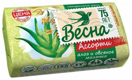 мыло туал 90гр Алоэ и овсяное молочко   Весна - КОЛОРЛОН ВТД Новосибирск