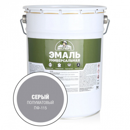 ЭКСПЕРТ Эмаль универсальная алкидная полуматовая Серая (5кг) - КОЛОРЛОН ВТД Новосибирск