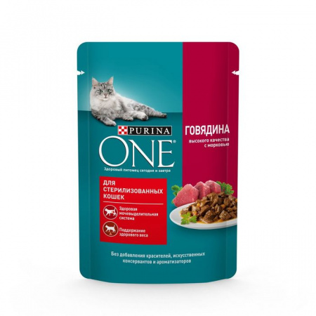 75Г КОРМ PURINA ONE Д/СТЕР КОШЕК ГОВЯД  134899 - КОЛОРЛОН ВТД Новосибирск