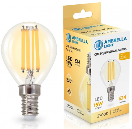 15W Filament 451533 LED P45 15W E14 2700K 220-240V - КОЛОРЛОН ВТД Новосибирск