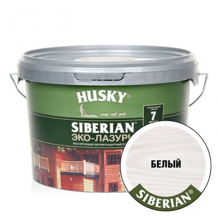 HUSKY SIBERIAN «Эко-Лазурь для дерева» полуматовая белая (2,5л) - КОЛОРЛОН ВТД Новосибирск