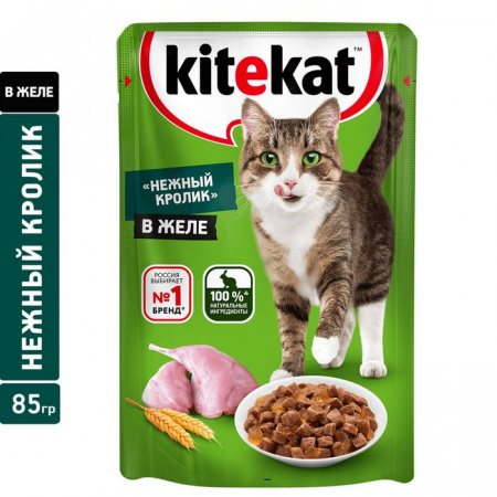 85Г ВЛАЖНЫЙ КОРМ KITEKAT Д/К НЕЖНЫЙ КРОЛИК ЖЕЛЕ  117439 - КОЛОРЛОН ВТД Новосибирск