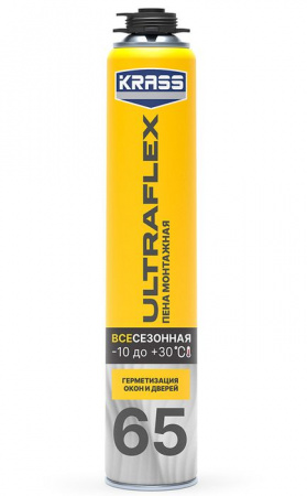 Пена монт KRASS ULTRAFLEX 65 Пистолетная Всесезонная 0,8л РБ - КОЛОРЛОН ВТД Новосибирск