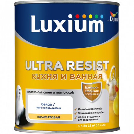 Краска Luxium UR Кухня и Ванная мт BC 0,9л - КОЛОРЛОН ВТД Новосибирск
