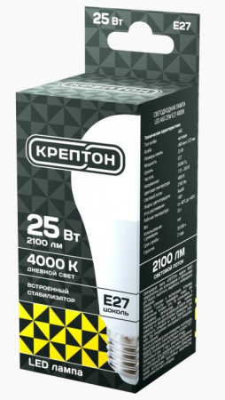 25W Лампа КРЕПТОН LED A60 25W E27 4000K - КОЛОРЛОН ВТД Новосибирск