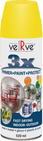 Эмаль VERVE 3X 889-1018 желтая глянцевая RAL1018,акриловая спрей 520мл - КОЛОРЛОН ВТД Новосибирск