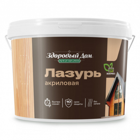 Деревозащитное средство Здоровый Дом Лазурь акриловая Орех 9л - КОЛОРЛОН ВТД Новосибирск