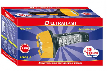 ***Ultra Flash UF3819 / аккумуляторный, 220V, 15+10 светод.2 режима - КОЛОРЛОН ВТД Новосибирск