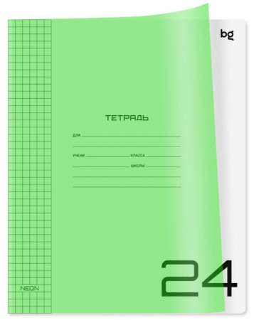 Тетрадь 24л. клетка BG "UniTone. Neon", пластиковая обложка, неон салатовый 379172 - КОЛОРЛОН ВТД Новосибирск