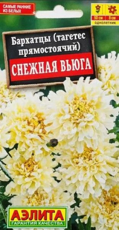 Бархатцы Снежная Вьюга 10шт, низкорослые (Аэлита) - КОЛОРЛОН ВТД Новосибирск
