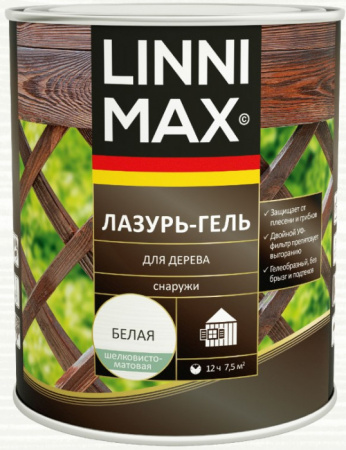 Лессирующий антисептик LINNIMAX Лазурь-гель для дерева Белый 9 л - КОЛОРЛОН ВТД Новосибирск