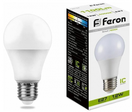 12W 230V E27 4000K A60, LB-93 Feron - КОЛОРЛОН ВТД Новосибирск