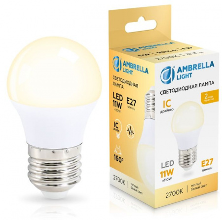 11W Лампа 451103 LED G45 11W IC E27 2700K 175-265V - КОЛОРЛОН ВТД Новосибирск