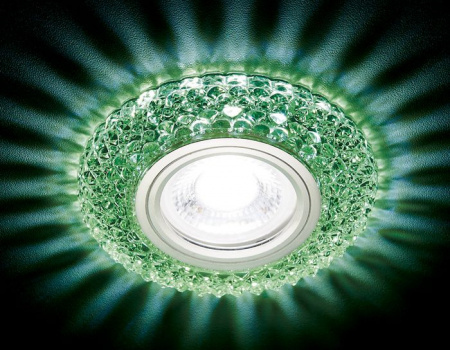 ***S291 GR хром/зеленый хрусталь/MR16+3W(LED COLD) - КОЛОРЛОН ВТД Новосибирск