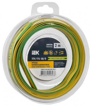 Трубка ТУТ нг-LS 10/5 жел-зел. (2м) IEK - КОЛОРЛОН ВТД Новосибирск