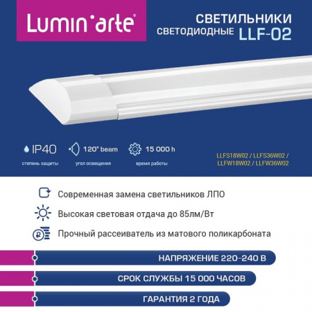 ***36W Led Светильник LLFW36W02, 6500K IP40 - КОЛОРЛОН ВТД Новосибирск