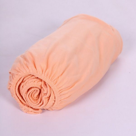 Простыня на резинке 160*200*20 трикотаж (пл.120) (персик) - КОЛОРЛОН ВТД Новосибирск