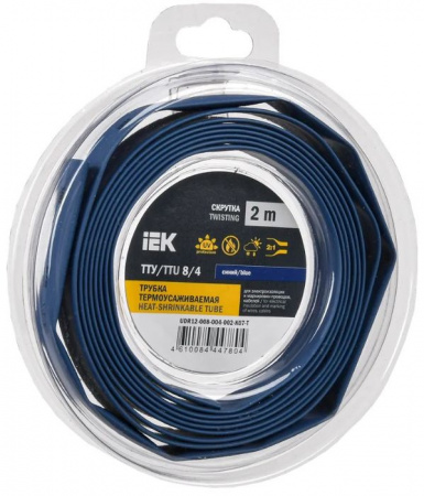 Трубка ТУТ нг-LS 8/4 синяя (2м) IEK - КОЛОРЛОН ВТД Новосибирск