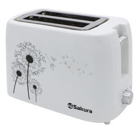 SAKURA тостер SA-7608W 750Вт подогрев бел - КОЛОРЛОН ВТД Новосибирск