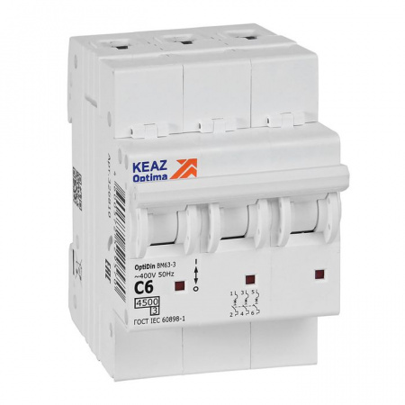 KEAZ 3P C  6А 4.5кА Автомат OptiDin BM63 326810 - КОЛОРЛОН ВТД Новосибирск