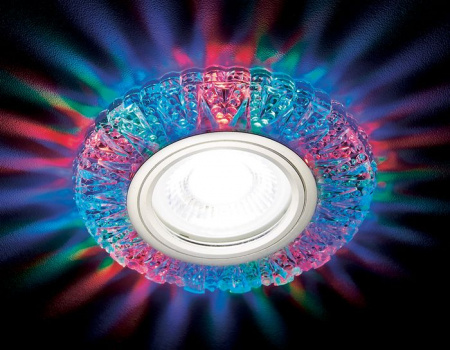 ***S310 CH/RG хром/прозрачный хрусталь/MR16+3W(LED RGB) - КОЛОРЛОН ВТД Новосибирск