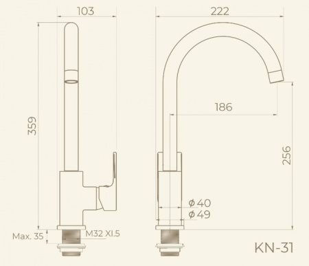 Смеситель Для Кухни Knotlor Kn-31 - КОЛОРЛОН ВТД Новосибирск