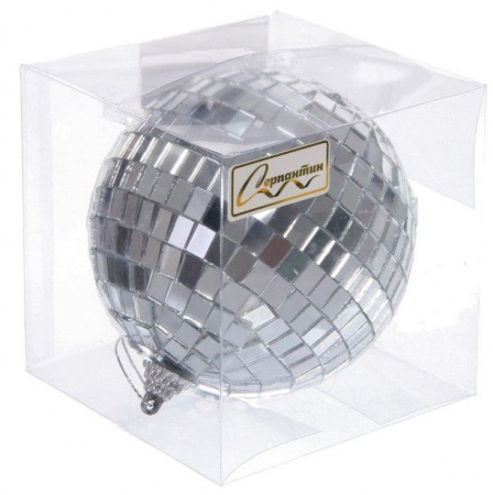Новогодний шар 10 см "Shining Disco", Серебро - КОЛОРЛОН ВТД Новосибирск