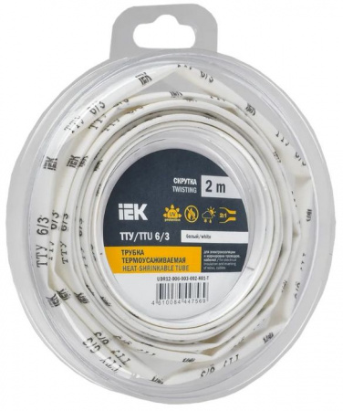 Трубка ТУТ нг-LS 6/3 белая (2м) IEK - КОЛОРЛОН ВТД Новосибирск