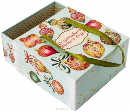 Подарочная коробка Игрушки на голубом  18х18*9,5см арт.78467* - КОЛОРЛОН ВТД Новосибирск
