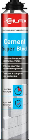 *SILFIX Cement Super Block, клей-пена для газобетонных блоков, 750 мл - КОЛОРЛОН ВТД Новосибирск