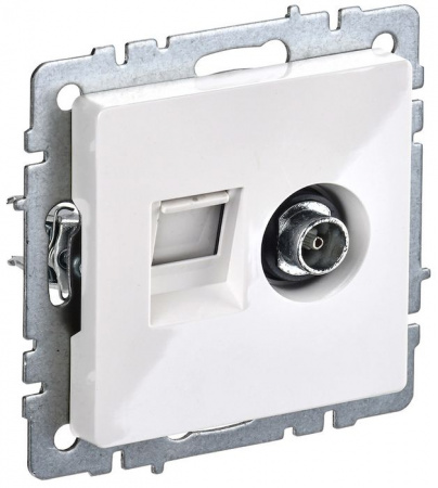 IEK BRITE Розетка ТВ+ПК Cat5e белый - КОЛОРЛОН ВТД Новосибирск
