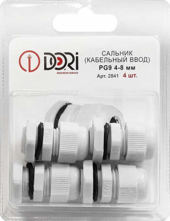 Сальник PG9 диаметр проводника 4-8мм IP54, 4шт Dori 2841 - КОЛОРЛОН ВТД Новосибирск