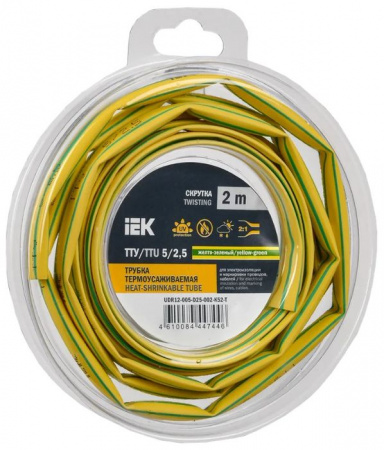 Трубка ТУТ нг-LS 5/2,5 жел-зел. (2м) IEK - КОЛОРЛОН ВТД Новосибирск