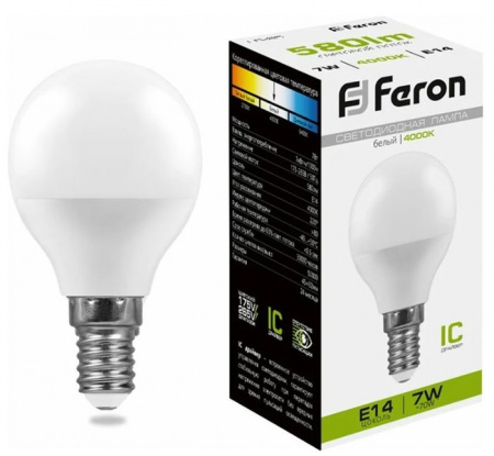 7W 230V E14 4000K G45, LB-95 Feron - КОЛОРЛОН ВТД Новосибирск