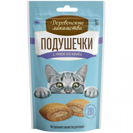Деревенские лакомства д/кош Подушечки с пюре из краба 30г - КОЛОРЛОН ВТД Новосибирск
