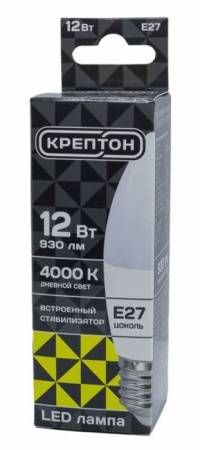 12W Лампа КРЕПТОН LED B35 12W E27 4000K свеча - КОЛОРЛОН ВТД Новосибирск