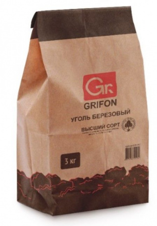 Уголь березовый GRIFON 3 кг крафт- пакет/1 610-043 - КОЛОРЛОН ВТД Новосибирск