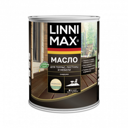 Масло LINNIMAX для террас, лестниц и мебели 0,9 л - КОЛОРЛОН ВТД Новосибирск