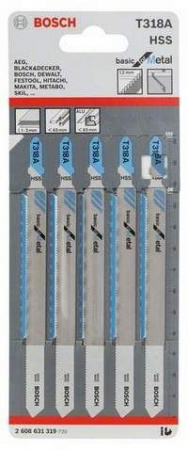 BOSCH Professional5 ЛОБЗИКОВЫХ ПИЛОК T 318 А, HSS 2608631319 - КОЛОРЛОН ВТД Новосибирск