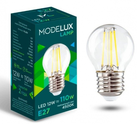 12W MODELUX ML2881- G45-12W-Е27-4500 clear - КОЛОРЛОН ВТД Новосибирск