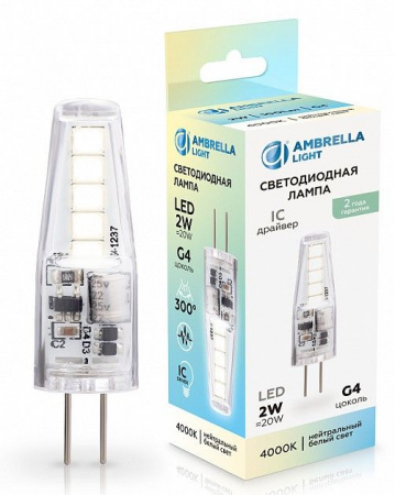 Лампа светодиодная 100144 LED G4 2W IC 4000K 12V - КОЛОРЛОН ВТД Новосибирск