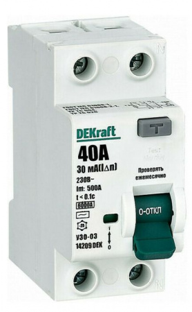 Dekraft УЗО-03 УЗО 2P 40А AC 30мА 6кА - КОЛОРЛОН ВТД Новосибирск