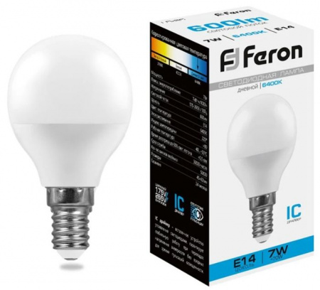 7W 230V E14 6400K G45, LB-95 Feron - КОЛОРЛОН ВТД Новосибирск