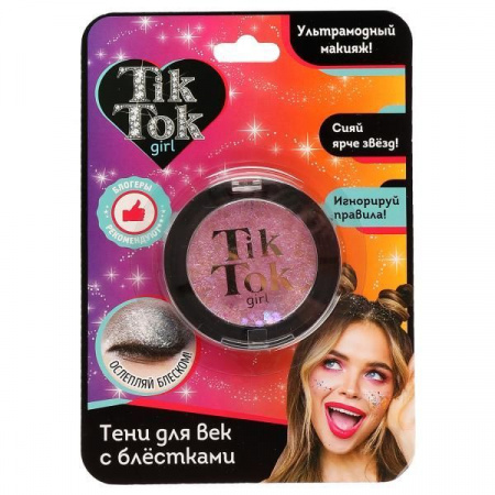 Тени для век с блестками, розовые TIK TOK GIRL  ES61566TTG - КОЛОРЛОН ВТД Новосибирск