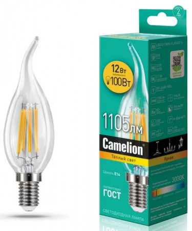 12W Camelion LED12-CW35-FL/830/E14  (Эл.лампа светодиодная 12Вт 220В) - КОЛОРЛОН ВТД Новосибирск