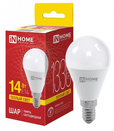 14W LED-ШАР-VC 14Вт 230В E14 3000K 1330Лм IN HOME - КОЛОРЛОН ВТД Новосибирск
