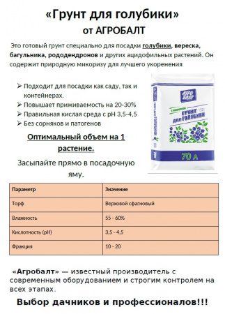 Агробалт-В Голубика 10-20мм рН 3,7-4,7 70л - КОЛОРЛОН ВТД Новосибирск