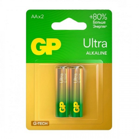 Алкалиновые батарейки GP Ultra Alkaline G-Tech 15А AA - 2 шт. - КОЛОРЛОН ВТД Новосибирск